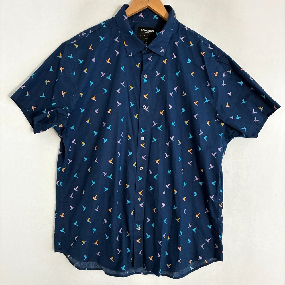 Bonobos Stretch Slim Fit Shirt Mens XXL Lightweight Golf Preppy‎ Party AOP